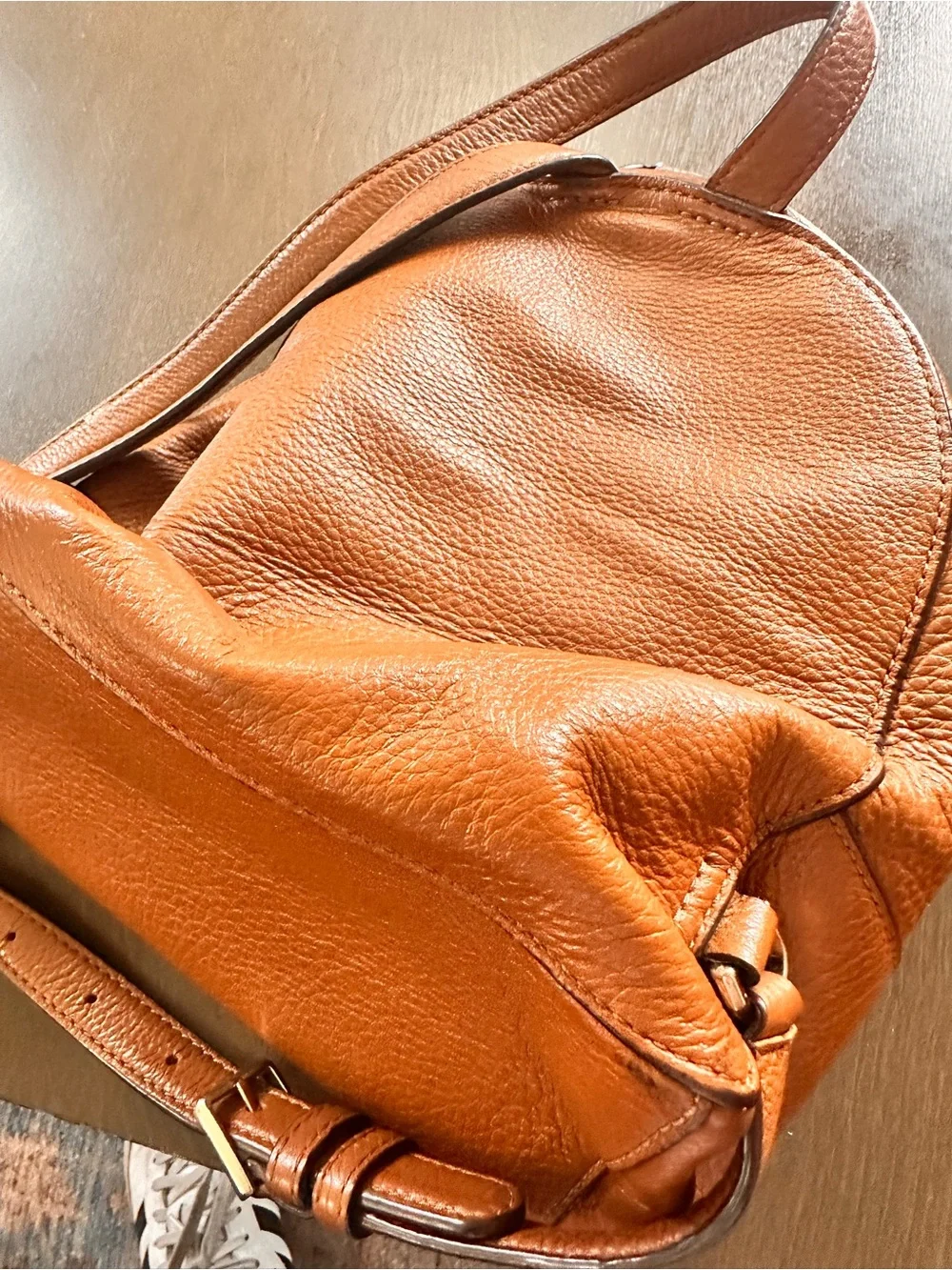 Kate spade pebbled leather mini back pack in camel